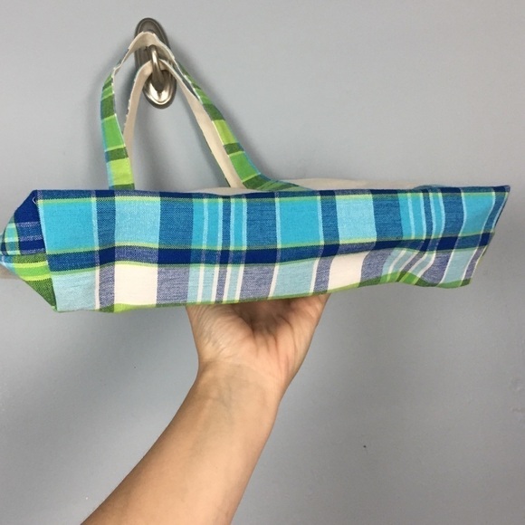 Lighthouse Nautical Themed Plaid Cotton Tote Bag - Picture 4 of 13